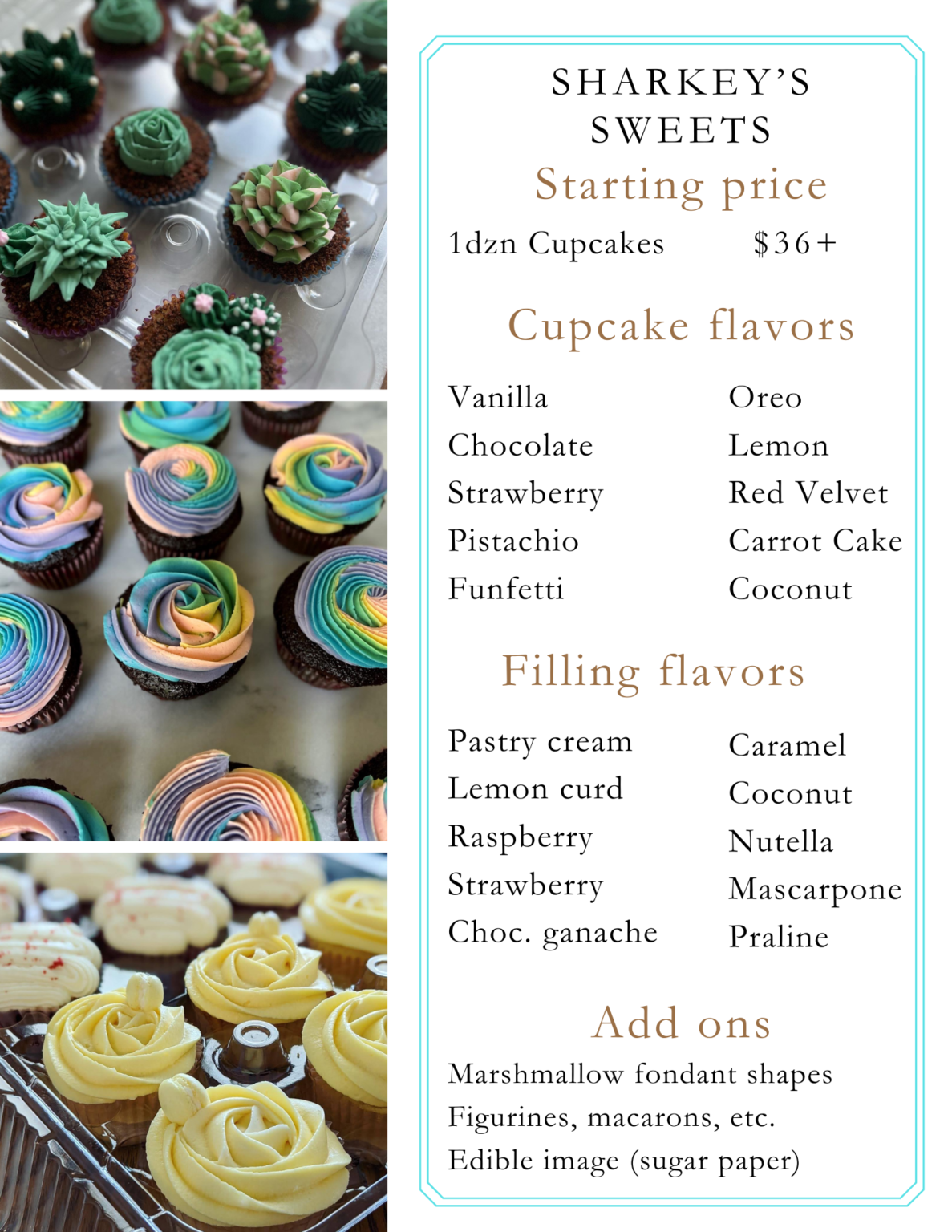 Menu and Price List Sharkeys Sweets